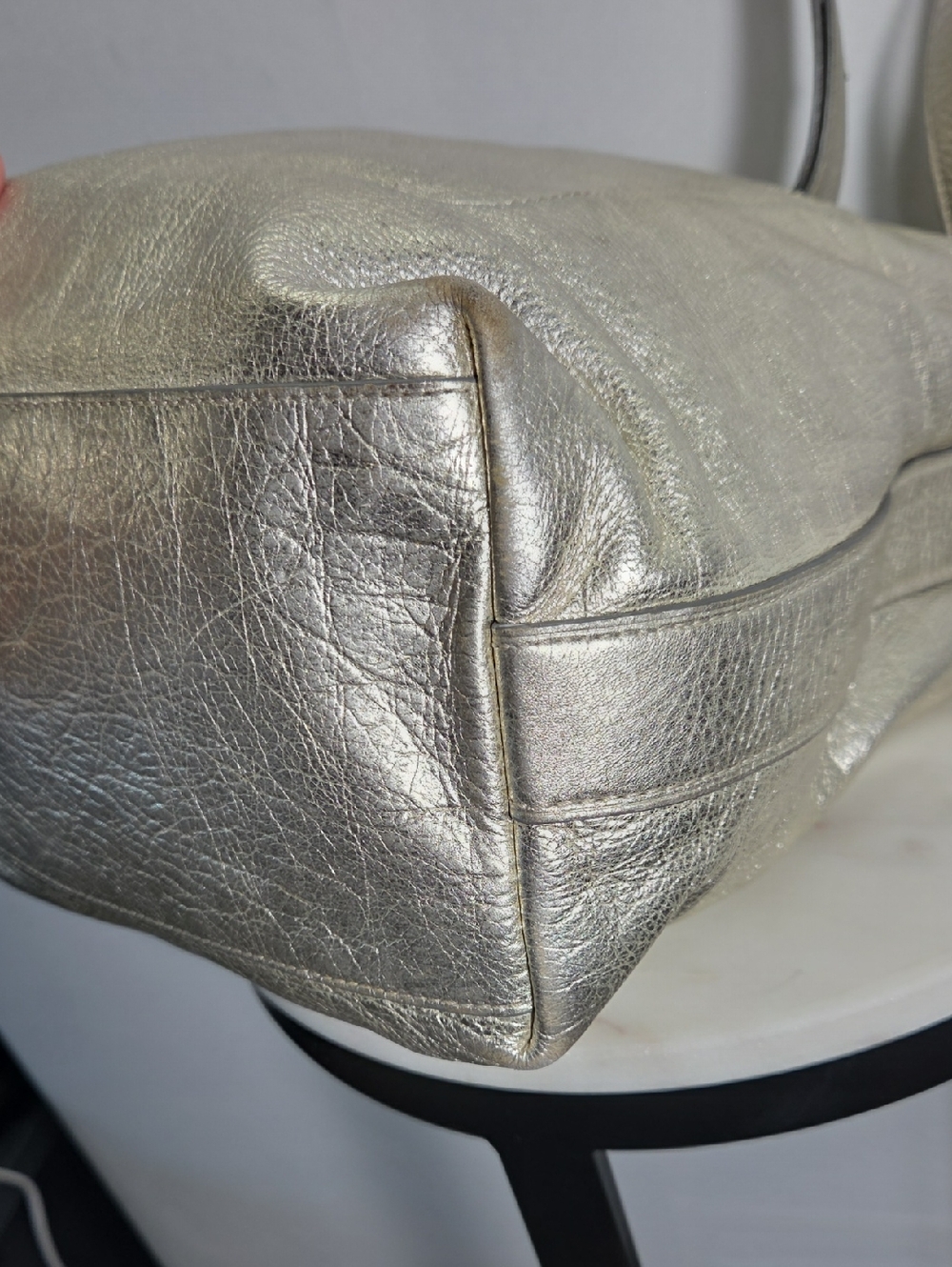 Coach Metallic Gold/silver Leather Shoulder Bag Vintage - Picture 4 of 8